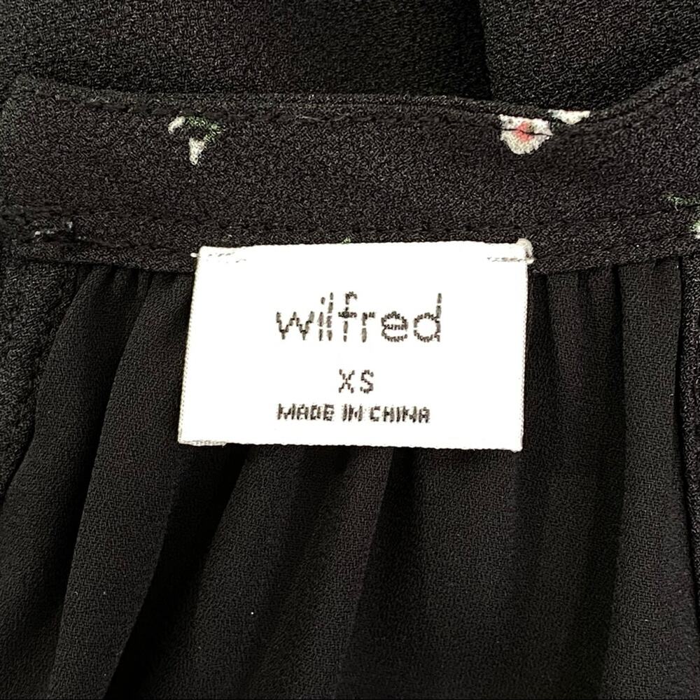 Aritzia Wilfred Effet Halter Floral Dress Womens Size XS Black Split Back Ruffle - Picture 13 of 16